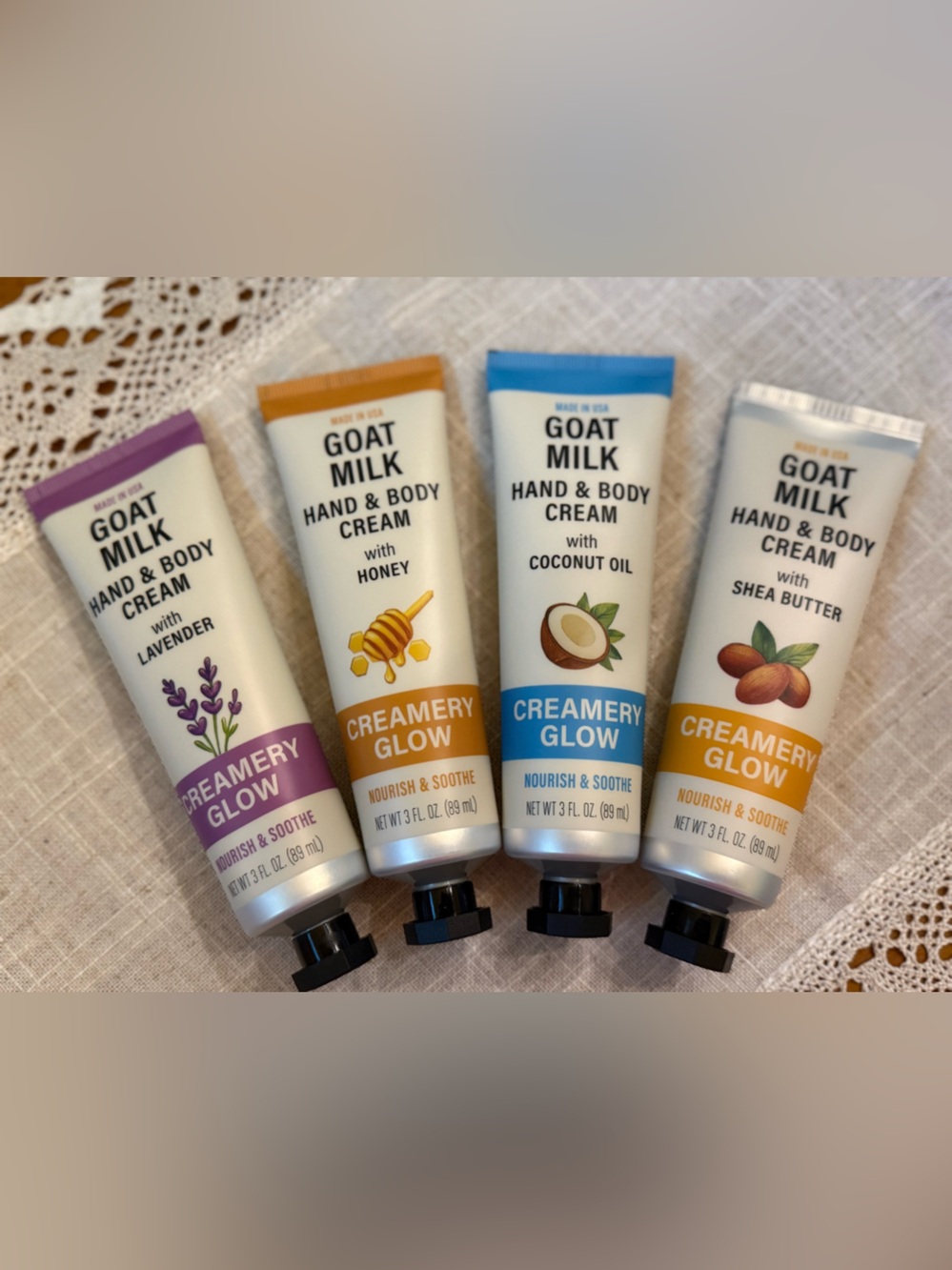 Goat Milk Hand & Body Cream 4 Set Lavender, Honey 🍯, Coconut & Shea Butter